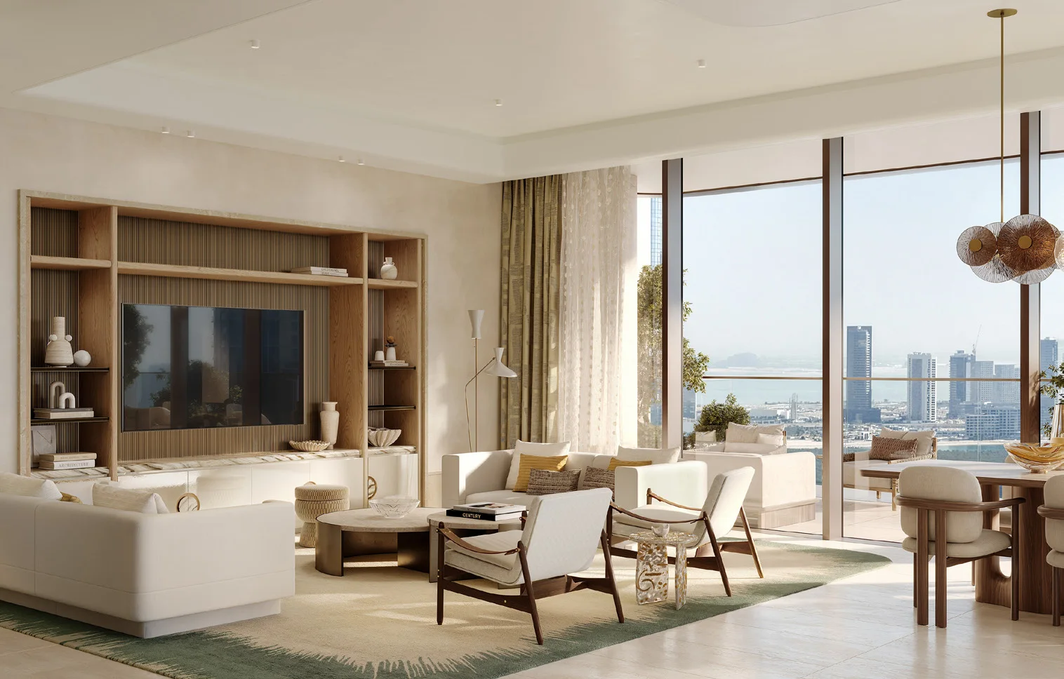 Light-filled living room with waterfront views